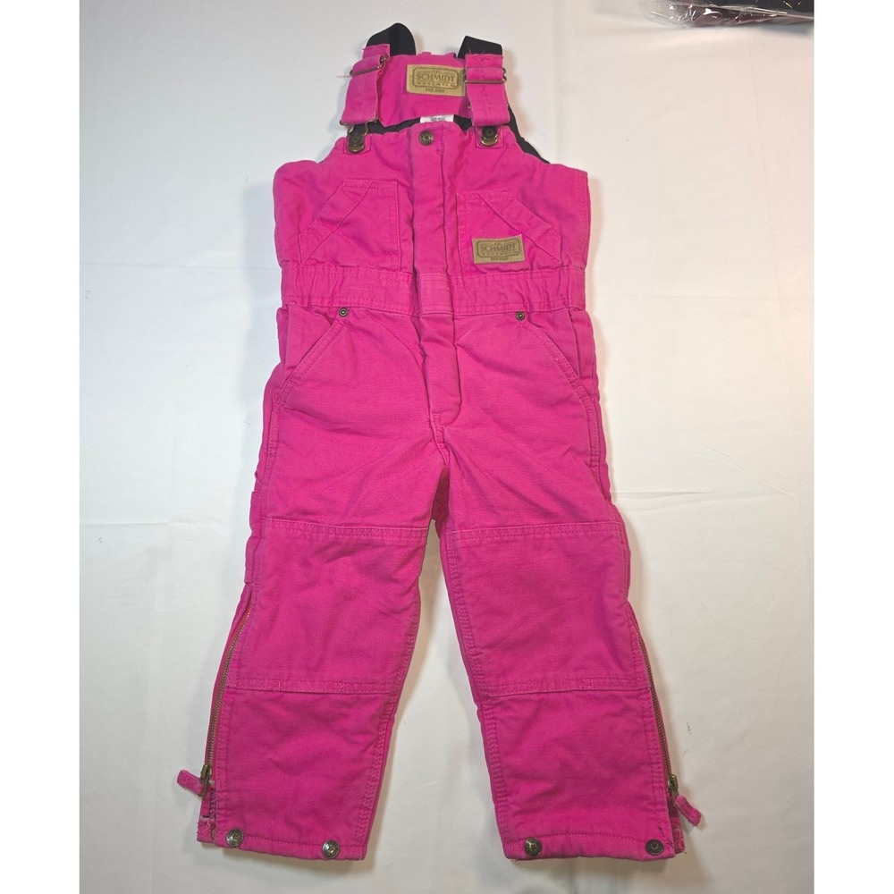 Schmidt Workwear Girls Pink Insulated Bib Overalls Canvas Snow Pants Size 4T-5T